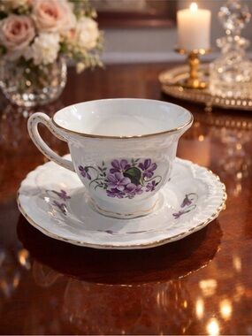 Vintage Crown Dorset Staffordshire England Tea Cup and Saucer Set